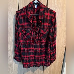 Venus Black & Red Plaid Lace Up Chest - Size L